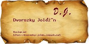 Dvorszky Jolán névjegykártya