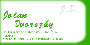 jolan dvorszky business card